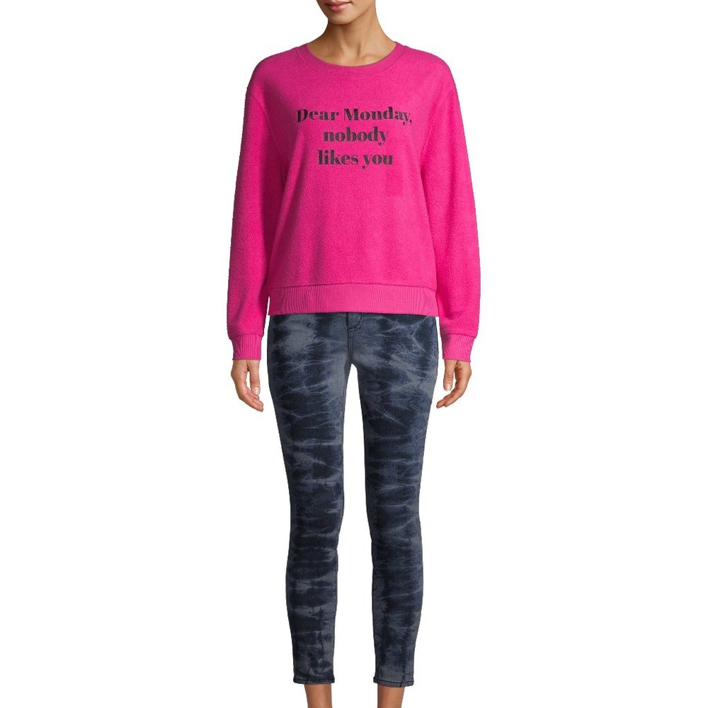 Neon Pink Graphic Sweatshirt Fleece Shirt Top 80s 90s y2k XXL - Picture 3 of 8
